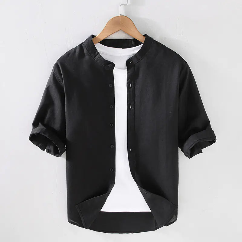 Men's Loose Linen Short Sleeve Shirt - Summer Style