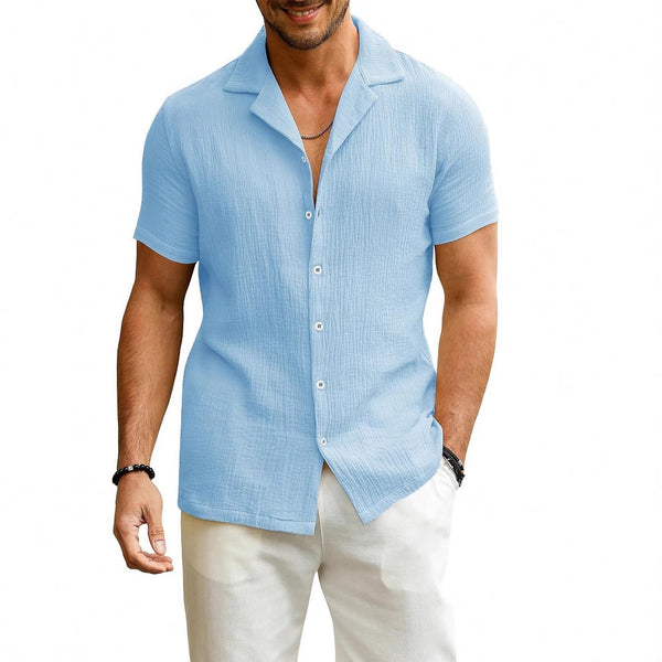 Mens Casual Short Sleeve Cardigan Shirt