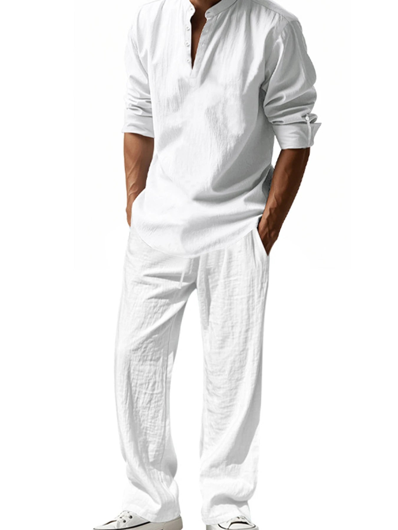 Henley   Streetwear Lightweight Cotton Linen Shirts