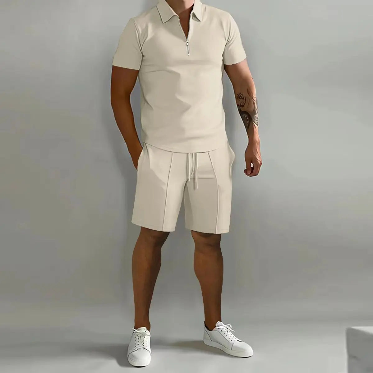 2026 Summer Men's Polo Casual Loose Short Sleeve Shorts Sports Set