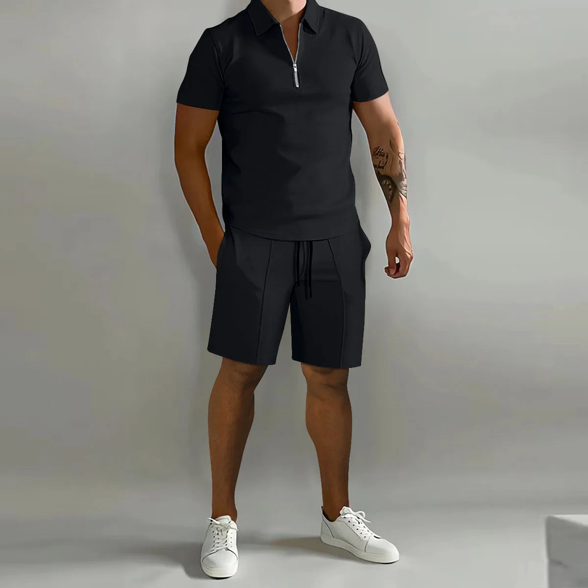 2026 Summer Men's Polo Casual Loose Short Sleeve Shorts Sports Set