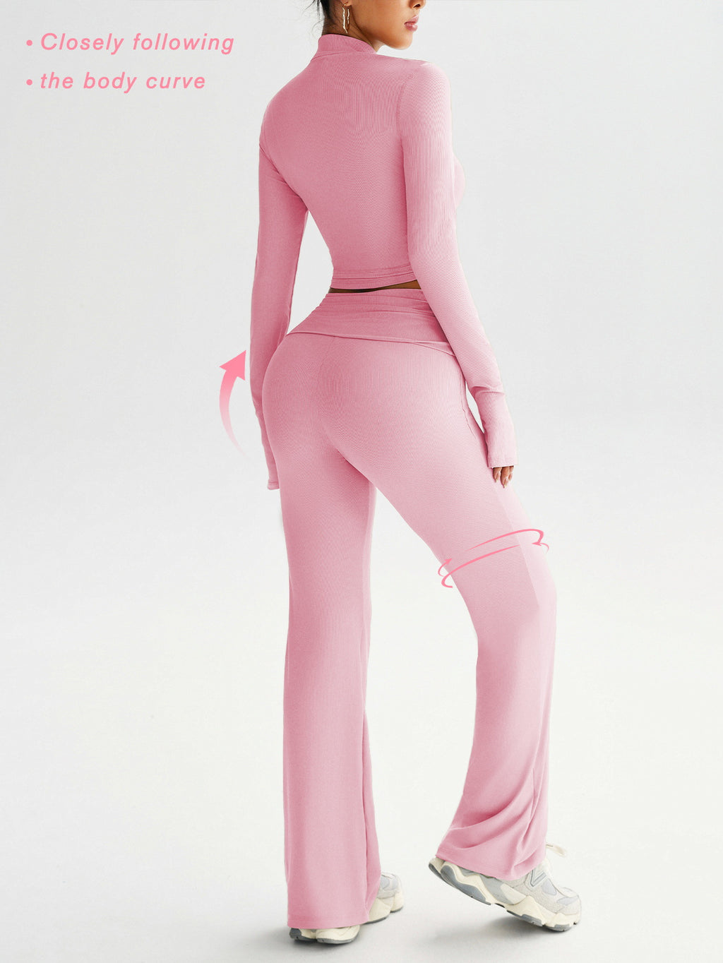 Womens Ribbed High-Waisted Sportswear Set