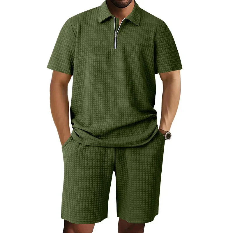 Polo Turn Down Collar Shirt Pullover Set