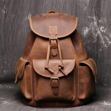 Crazy Horse Leather Backpack for Women