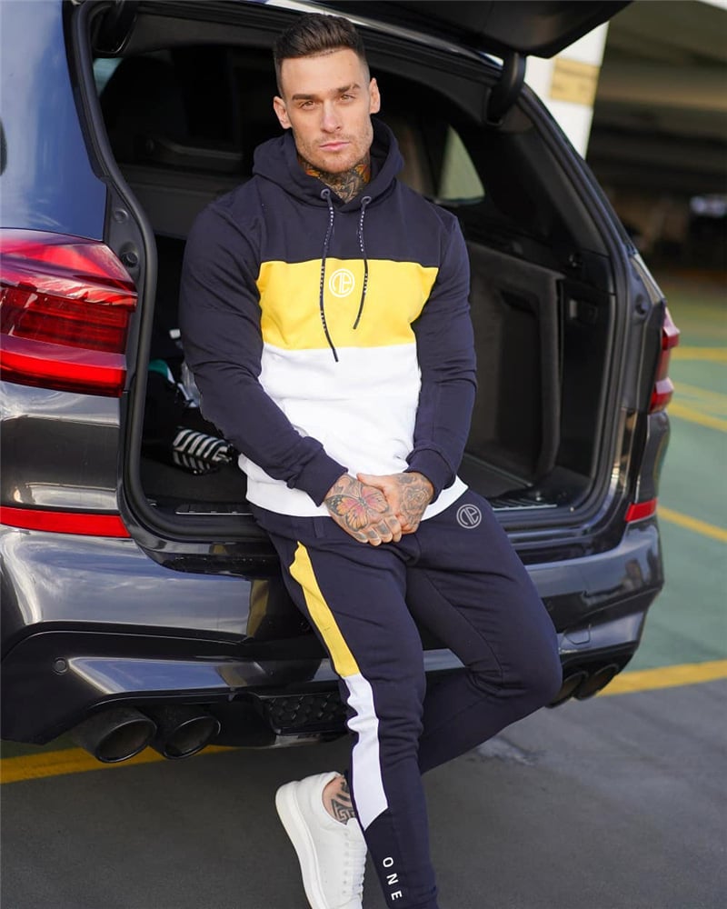 Contrast Color Hooded Fitness Suit for Activewear