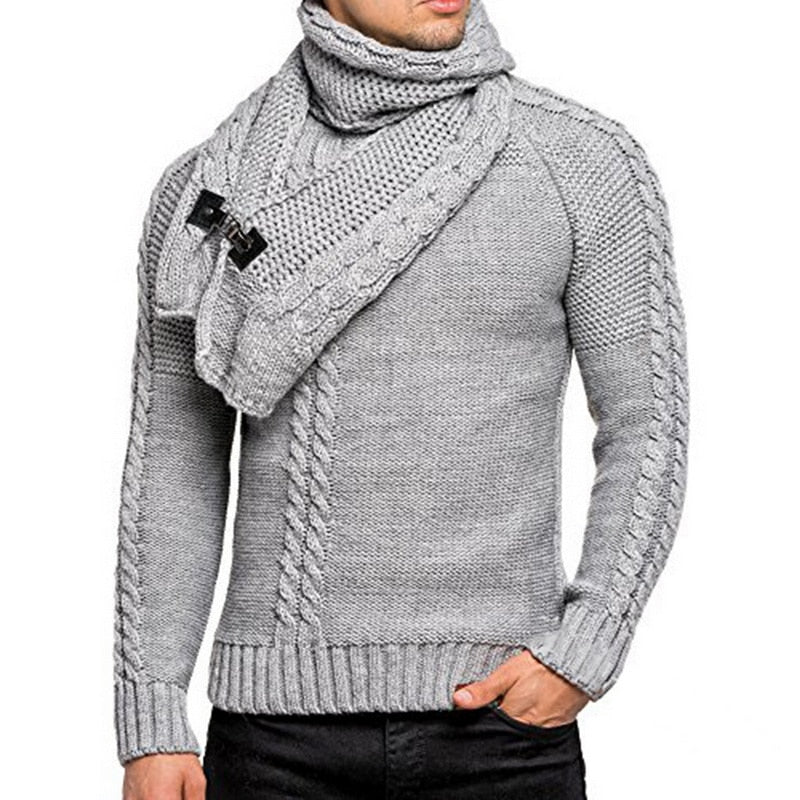 Fashionable Men's Knit Sweater with Turtleneck Design