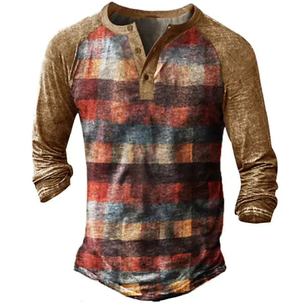 Vintage Print Long Sleeve Polo