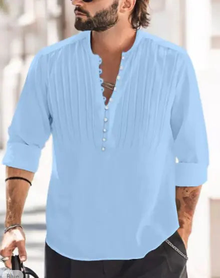 2023 Men's Casual Button-Up Cotton Linen Shirt