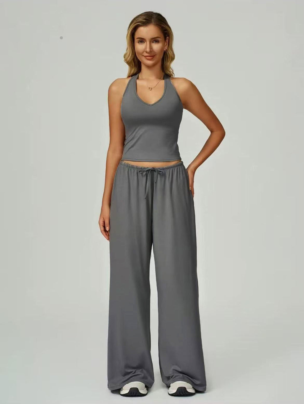 Sleeveless Vest and Wide-Leg Pants Set