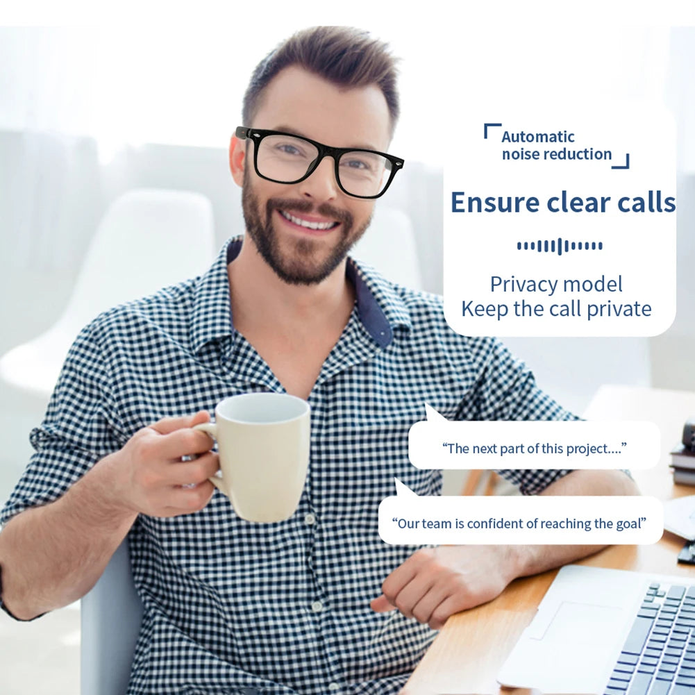 Smart Glasses AI Voice Assistant Camera Glasses Remote Shooting Wearable Eyeglass Open Ear Sound Mic & Speakers for Men & Woman