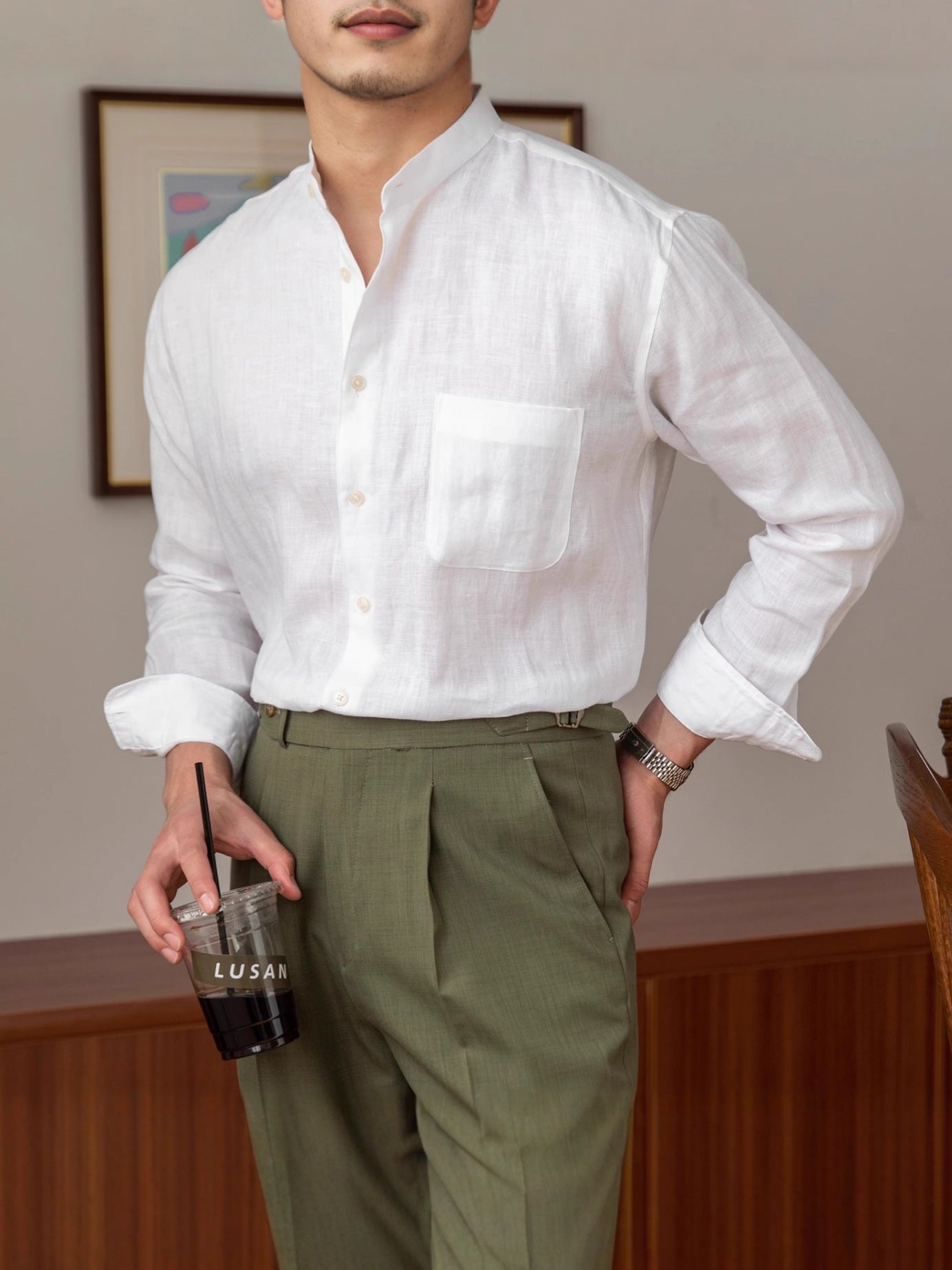 Men's stand-up collar shirt
