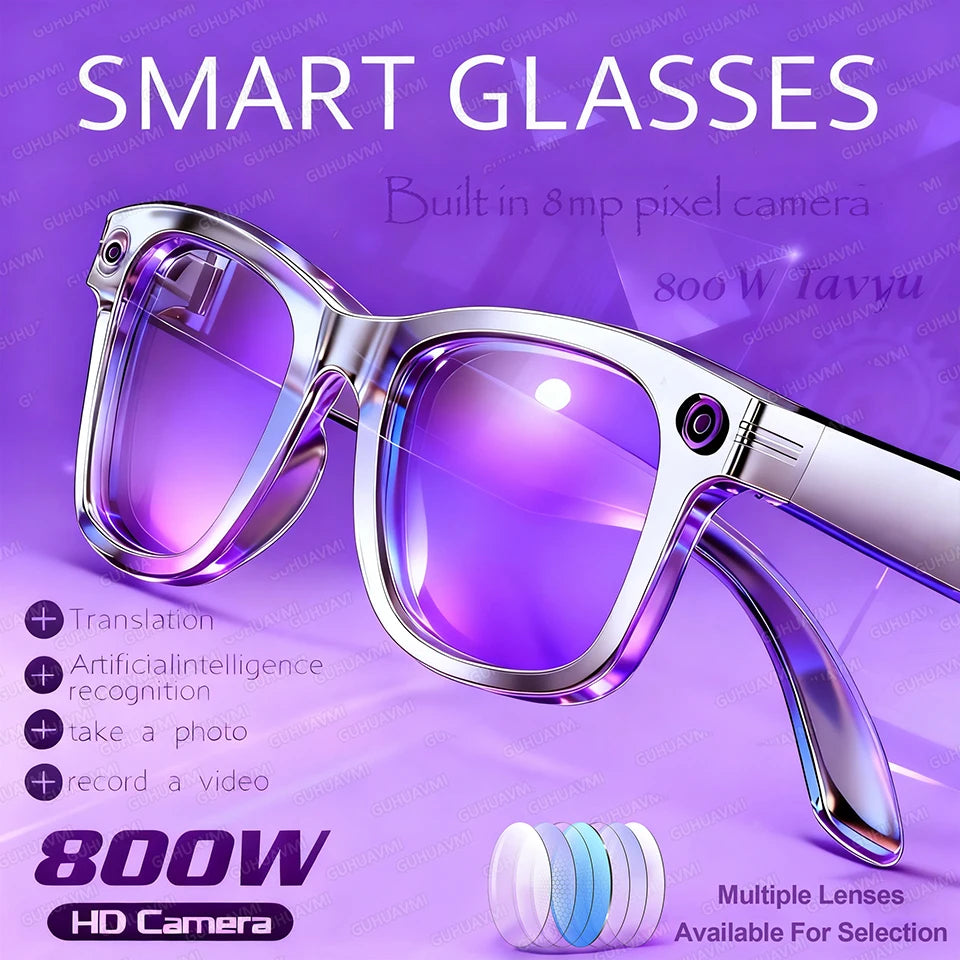 New 8MP Camera Smart Glasses Photography Video AI Intelligent Interactive Translation Call Smart Sunglasses Men Women Eyeglass