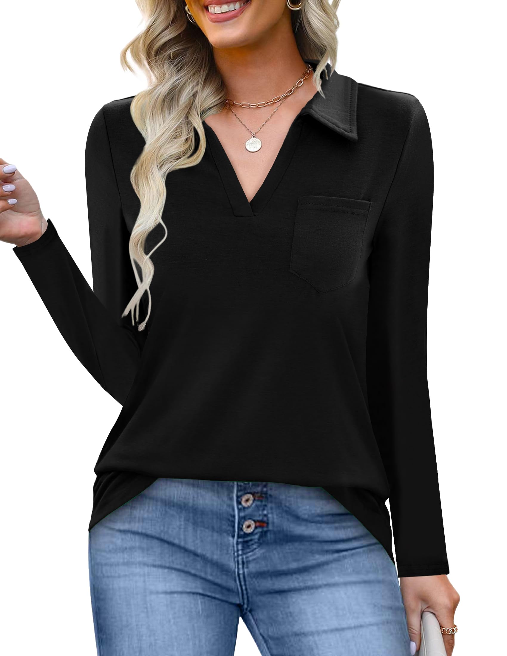 ANAJONRI Black Collared Shirts