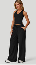 Sleeveless Vest and Wide-Leg Pants Set