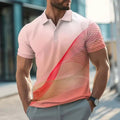 Summer Men's Short-sleeved Breathable Button Up 3D Digital Printed Polo Shirt Casual Simple Pattern Popular Top in America