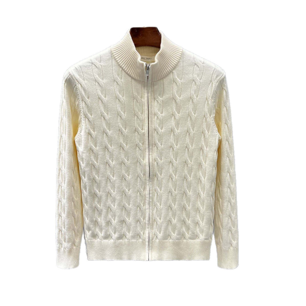 Plus-size cable knit sweater for men