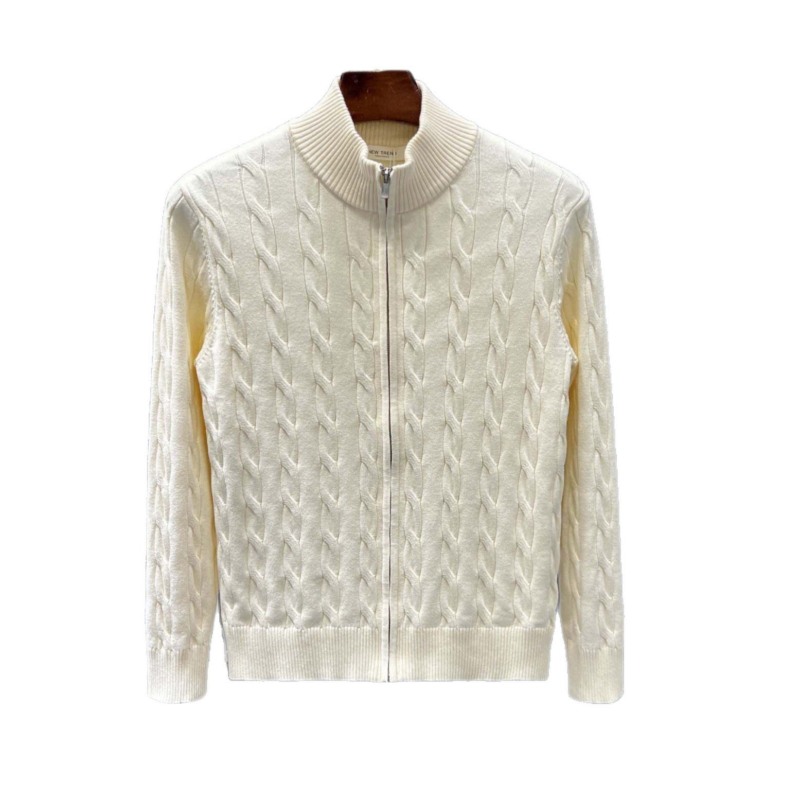 Plus-size cable knit sweater for men