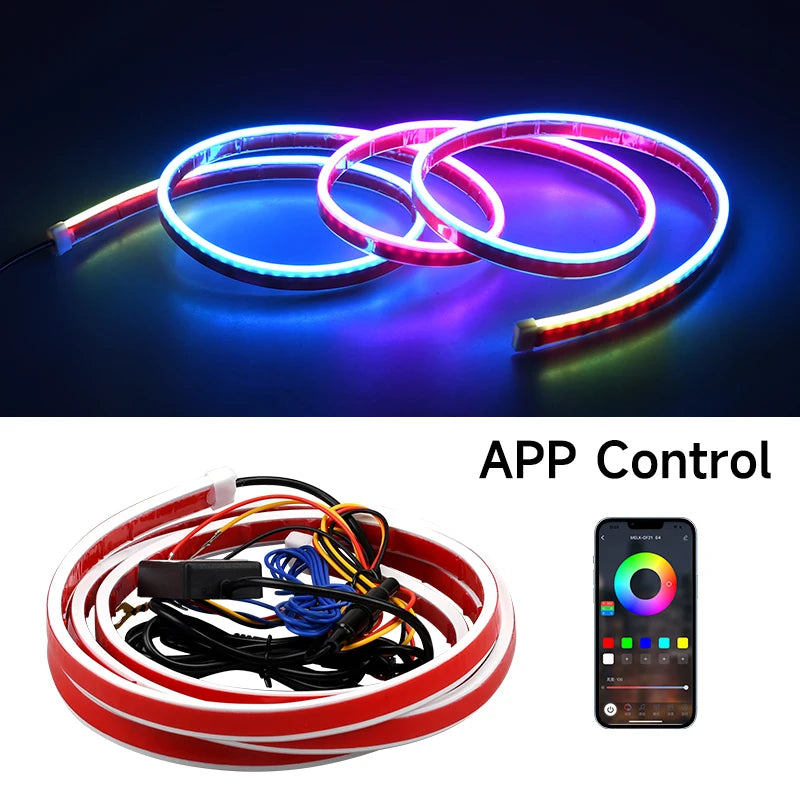 Hood Light Daytime Running Lights Automotive Supplies  APP Control Multi-function Led neon Strip Running Lights For 12V Car