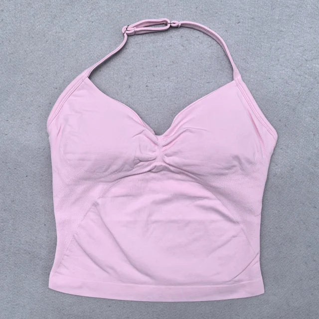2 Pieces Yoga Set Women Backless Halter Tops High Waist Seamless Shorts Gym Suit Fitness Clothes Sportswear Workout Sets