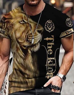 3D Lion Print T-Shirt - Dry Premium Technology (Single)
