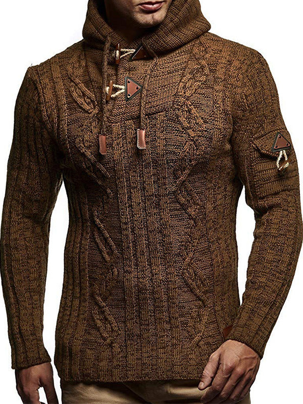 Fashionable Knit Pullover Sweater for Men with Hood