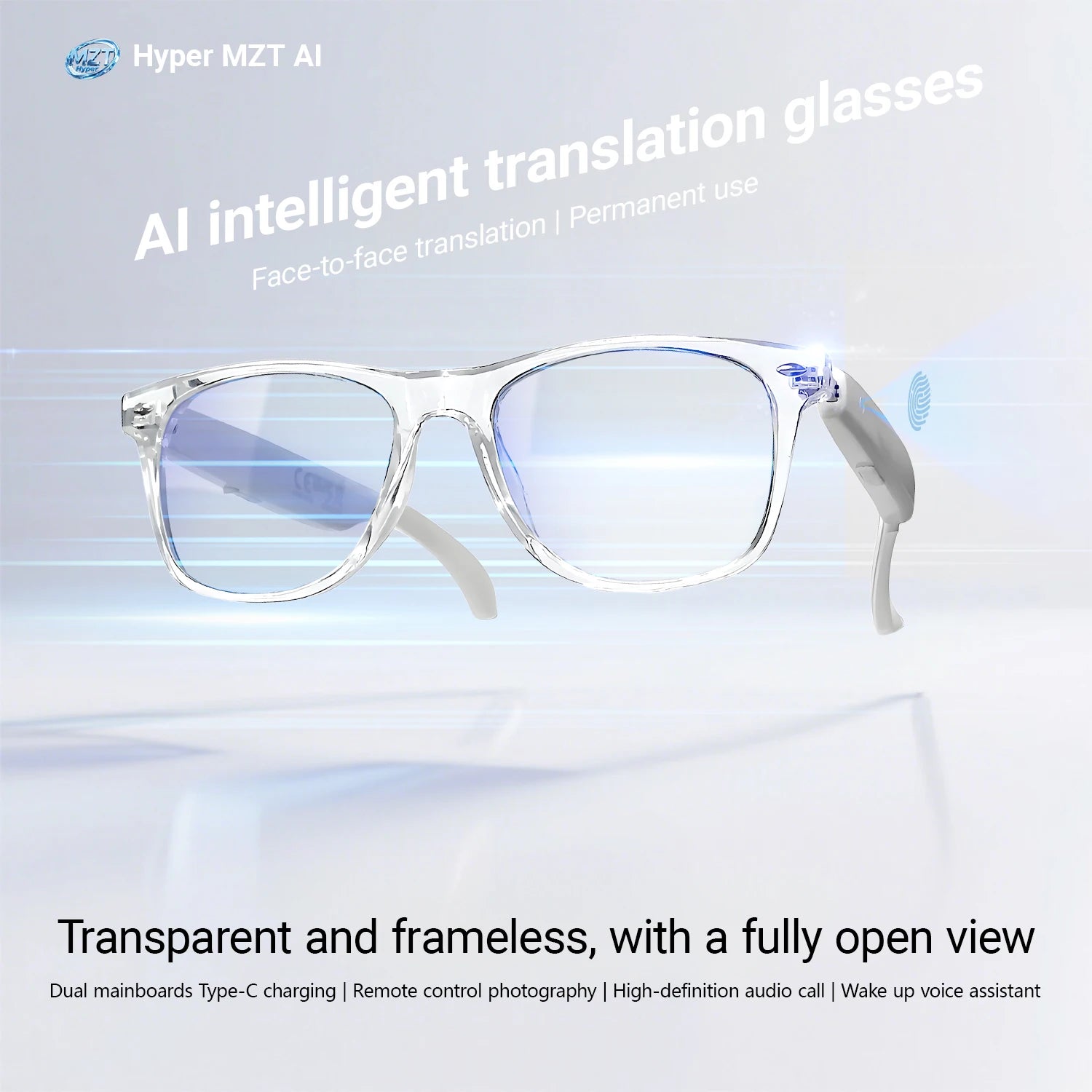 Smart AI translate Glasses Men woman BT Sunglasses Voice assistant Anti Blue Light Lens for Outdoor Sports Cycling Music Talking