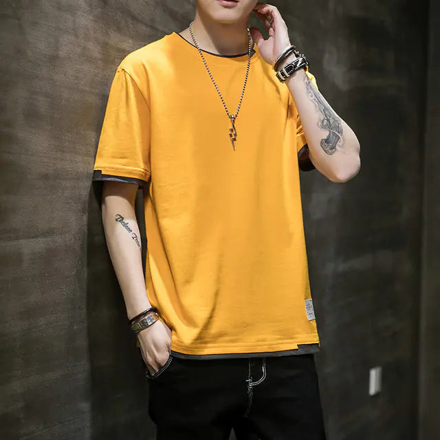 Two-Piece Spliced Pullover T-shirts