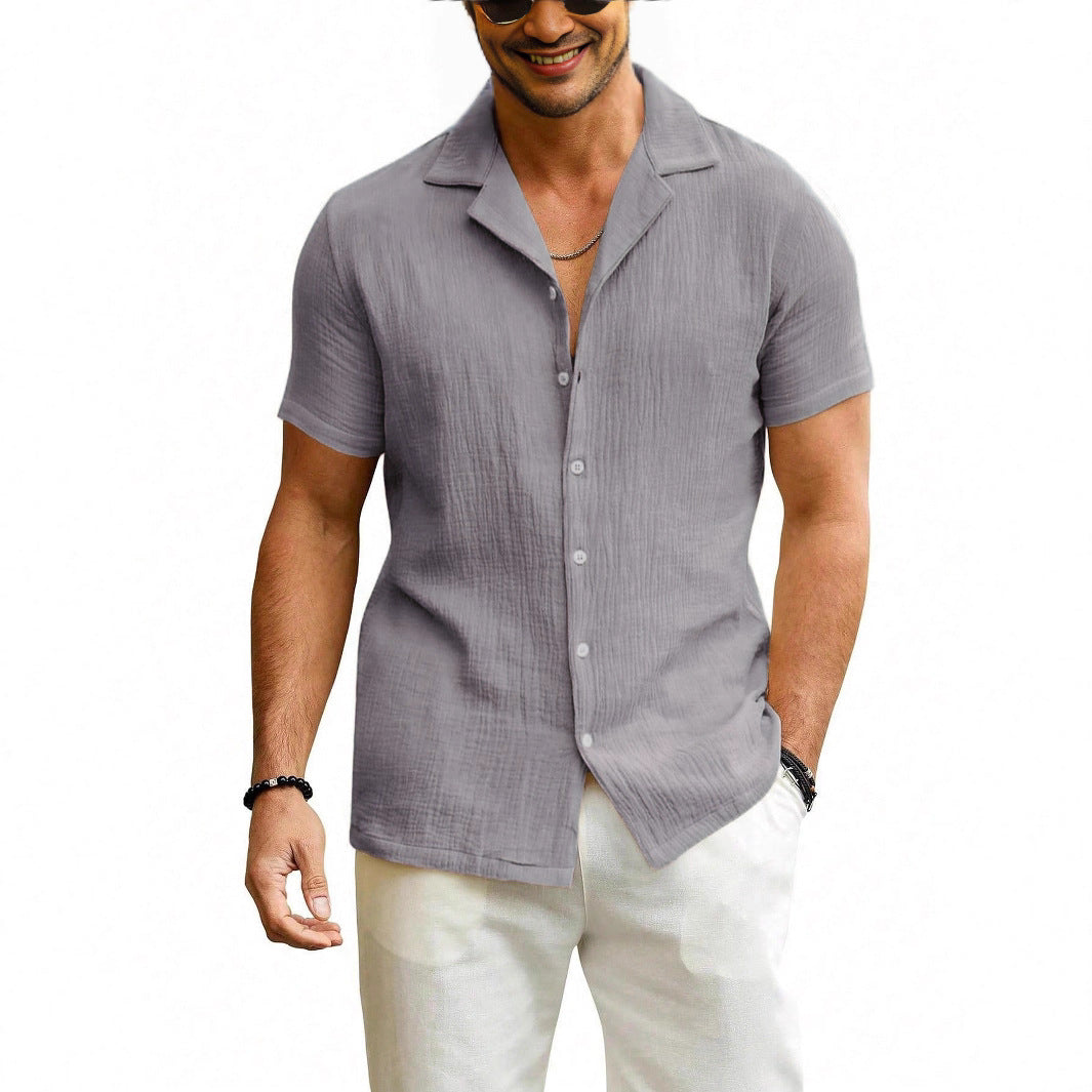 Mens Casual Short Sleeve Cardigan Shirt