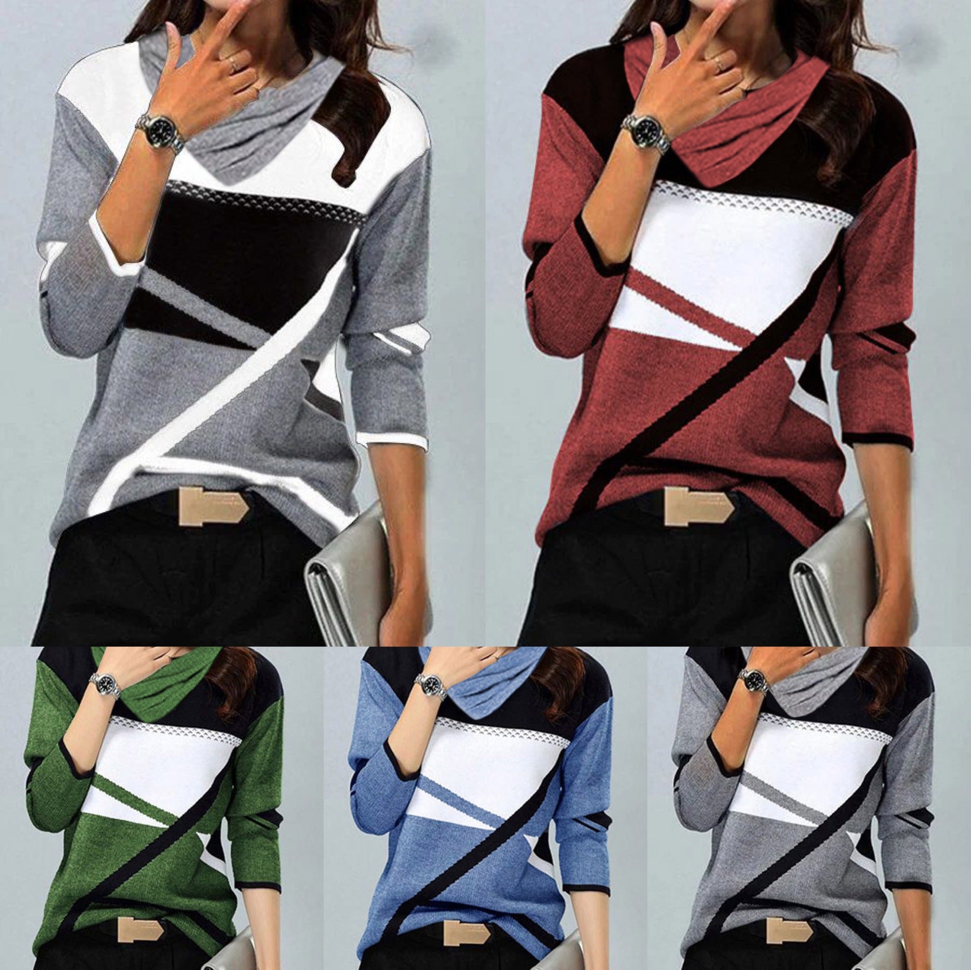 Womens V-Neck Printed Long Sleeve T-Shirt