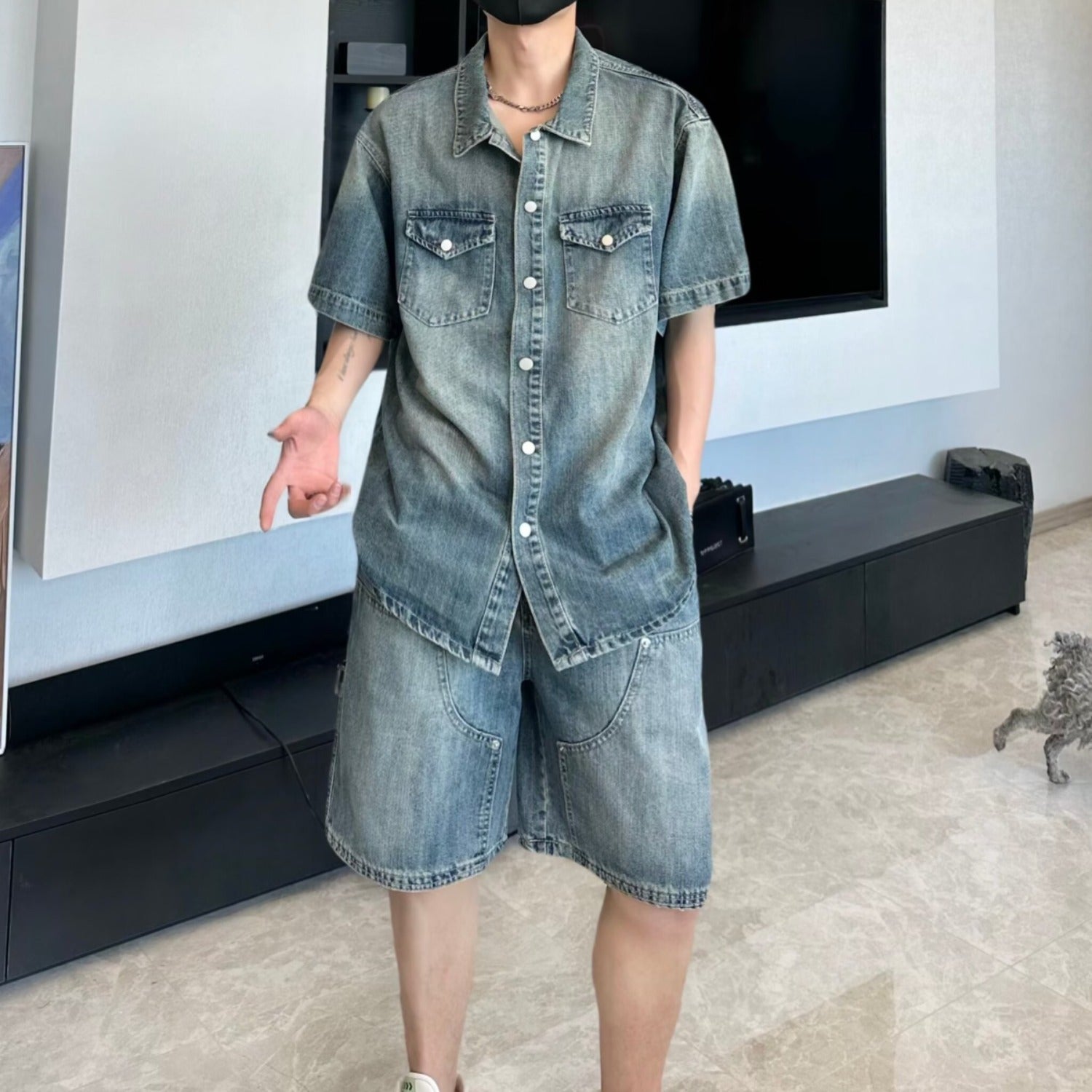 men denim suit