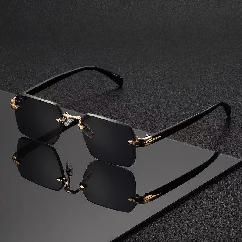 Metal Frameless Sunglasses with Floral Design