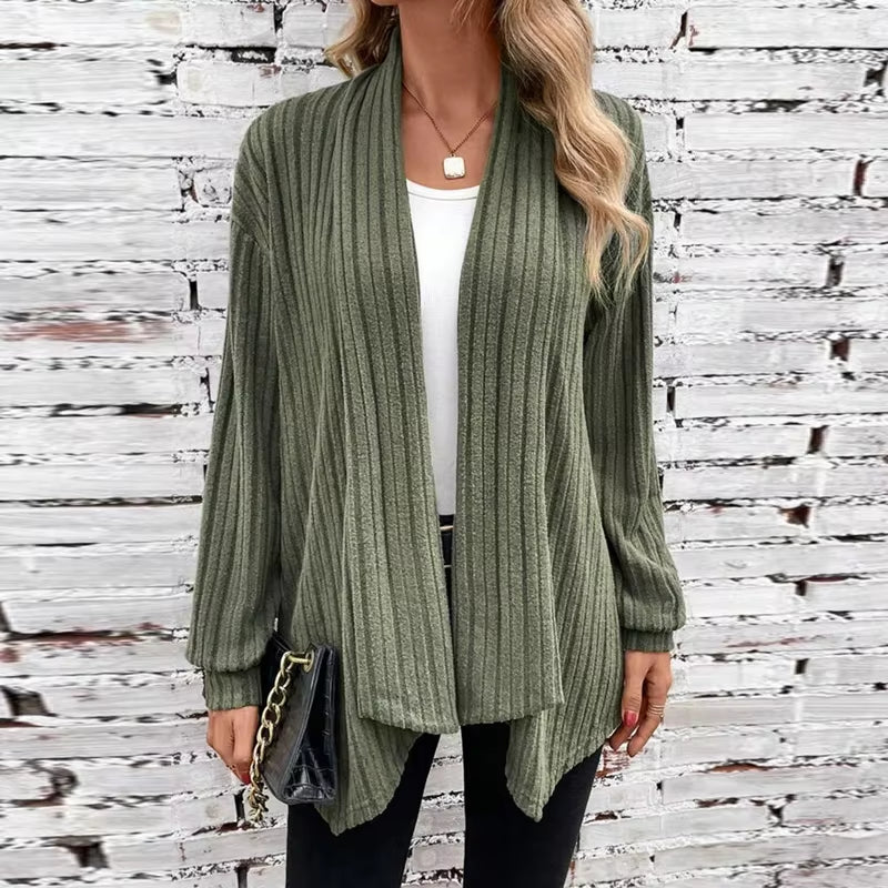 Women's   Elegant Ribbed Cardigan Jacket 