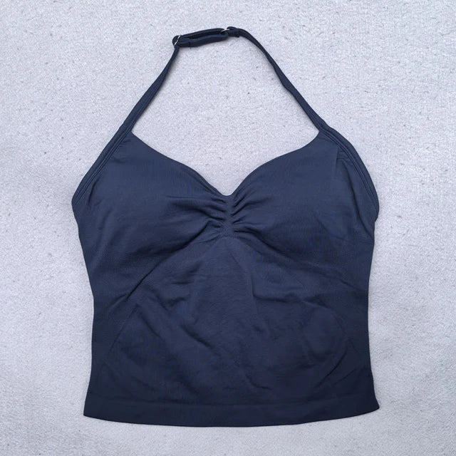 2 Pieces Yoga Set Women Backless Halter Tops High Waist Seamless Shorts Gym Suit Fitness Clothes Sportswear Workout Sets