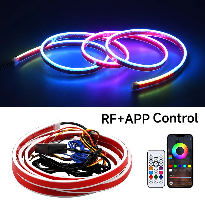 Hood Light Daytime Running Lights Automotive Supplies  APP Control Multi-function Led neon Strip Running Lights For 12V Car