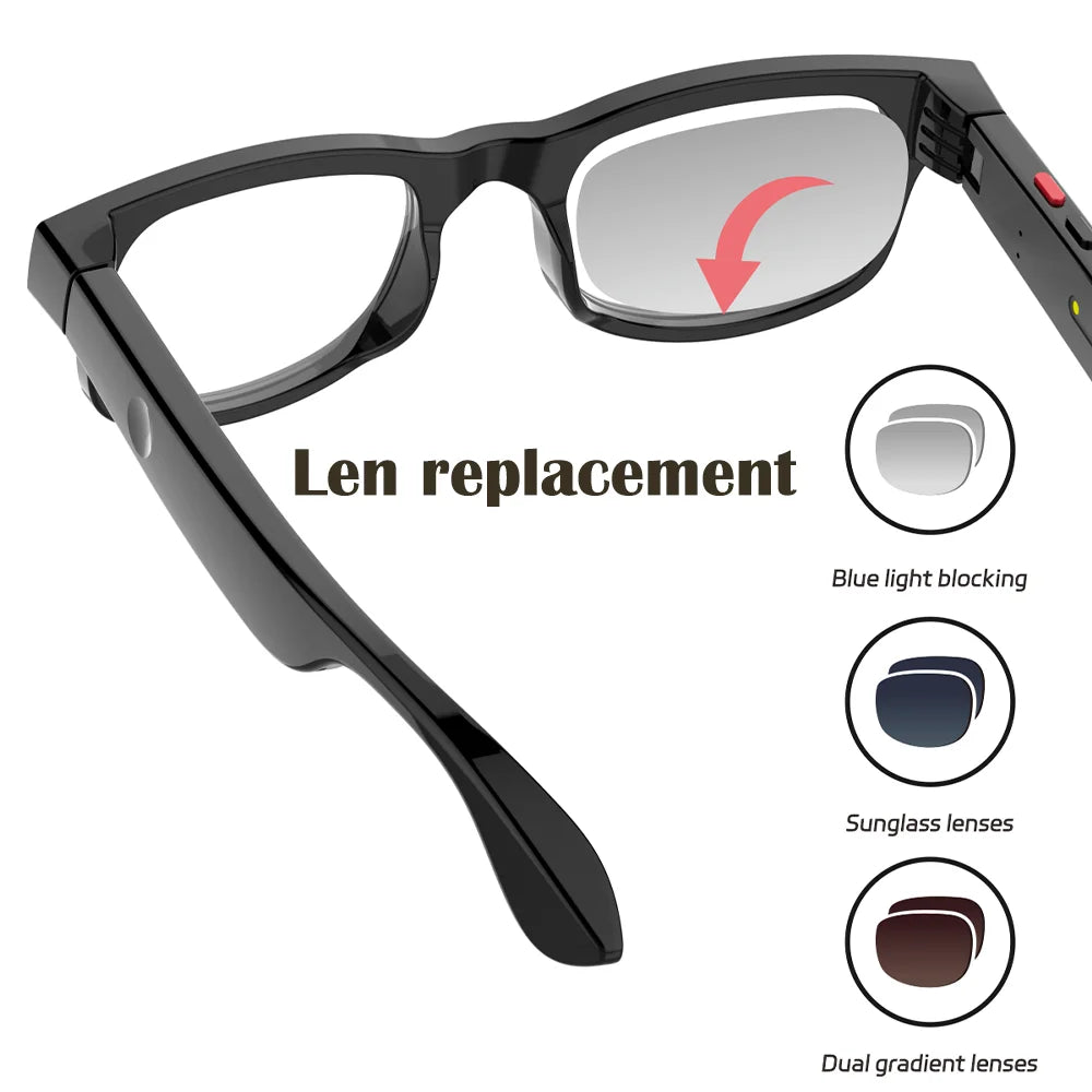 3in1 New Smart Sunglasses 5MP Recording Video AI Photo Recognition Answer Translation Bluetooth Glasses Music Replaceable Lenses