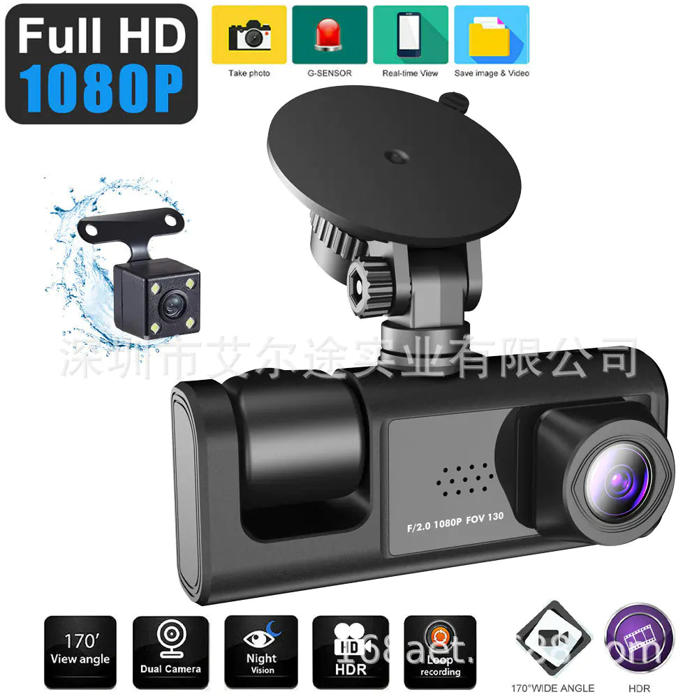 New 3-Lens 1080P Dash Cam with WiFi and Multilingual Support