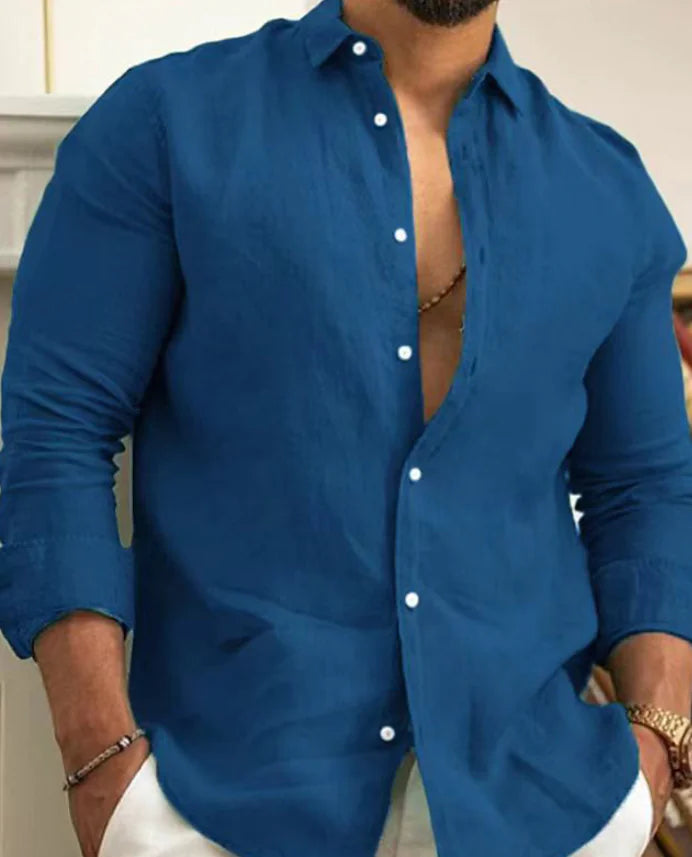 Men's Linen Button-Up Beach Shirt