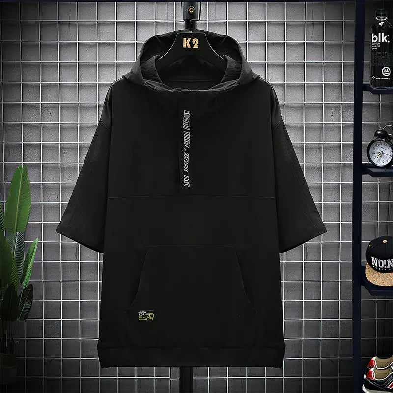 Summer Sports Hooded Ice Silk T-shirt