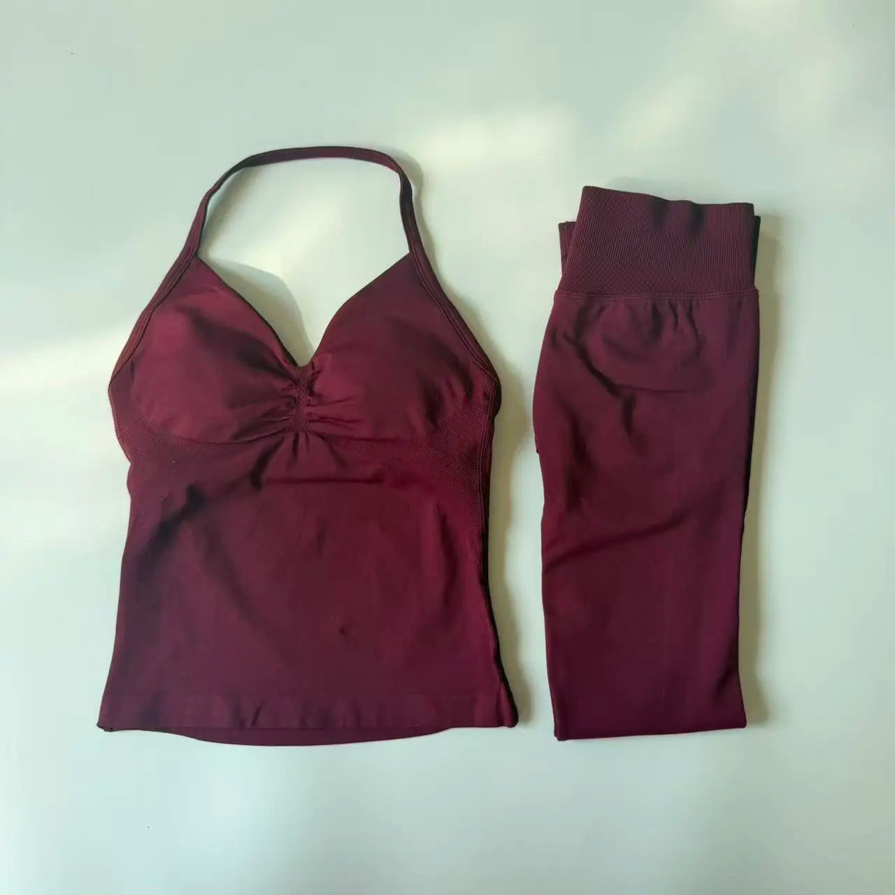 2 Pieces Set Yoga Leggings Set Women Backless Tank Tops High Waist Scrunch Gym Suit Fitness Clothes Outfit Yoga Set