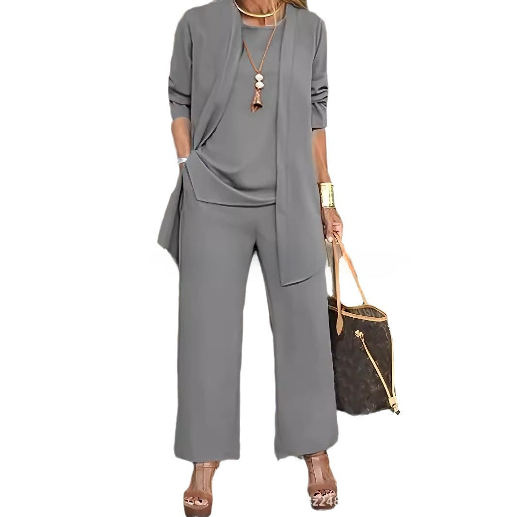 The Solid Color Split Womens Pants Suit