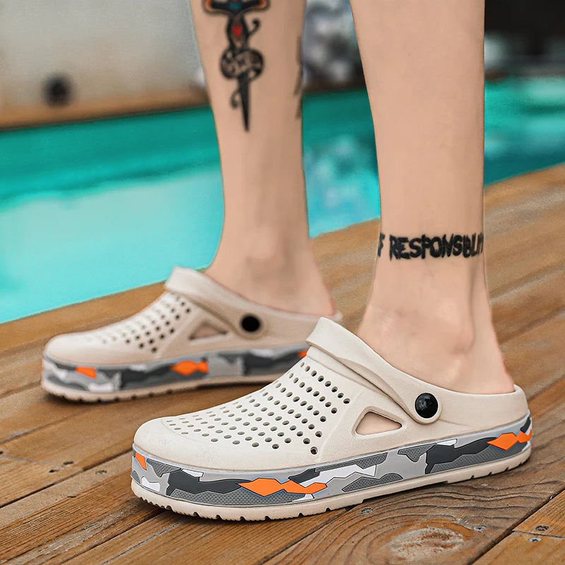 Summer Men Shoes Clogs Slippers Men Garden Flat Sandals Platform Sandals Man Water Shoes Male Sneakers Outdoor Home Slippers