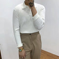 Men's Long Sleeve Knitted Polo Shirt Sweater