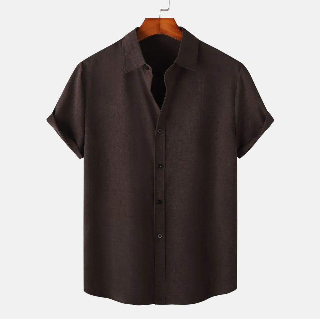 Men's Casual Slim Fit Solid Color Short Sleeve Shirt