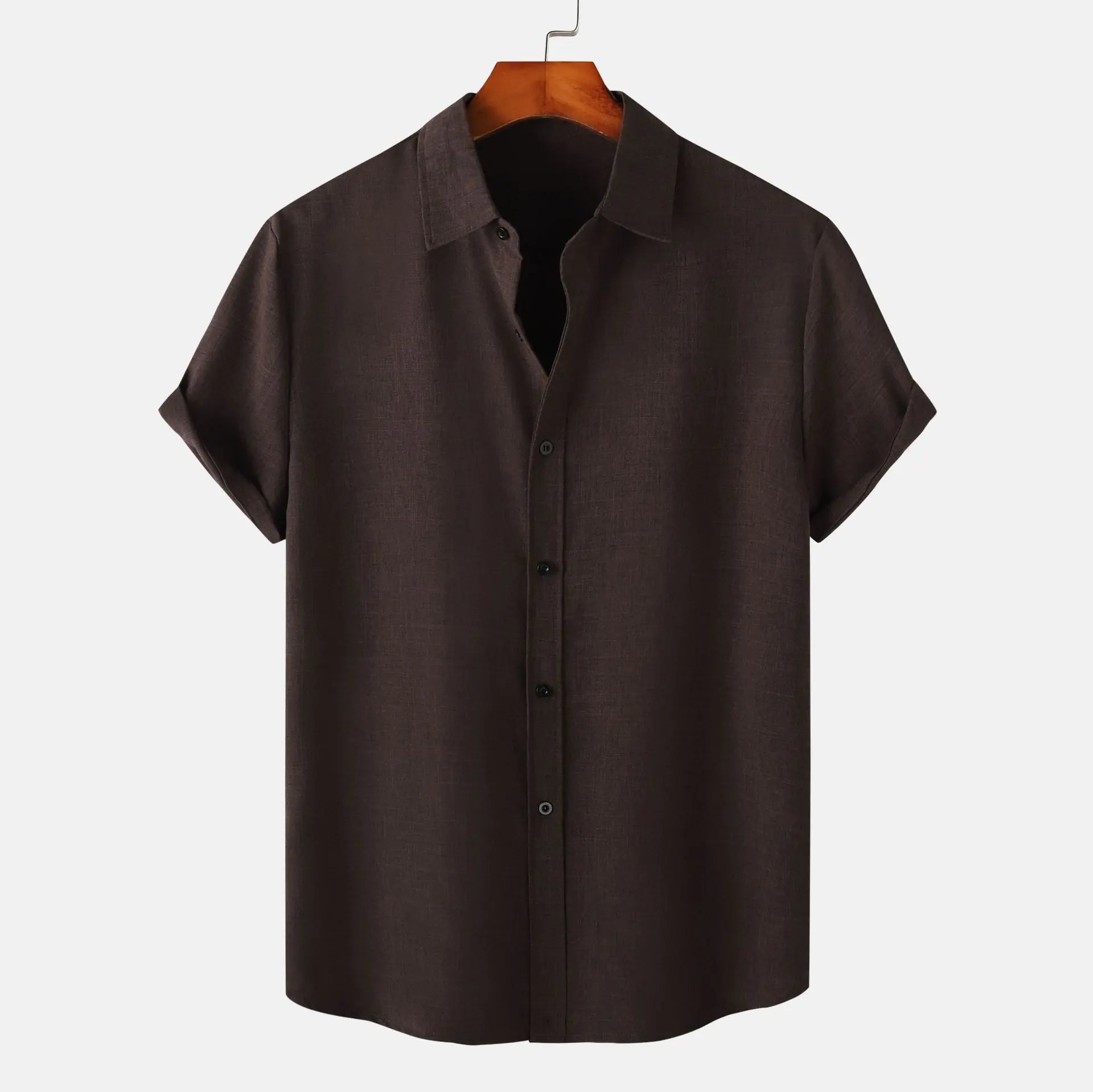 Men's Casual Slim Fit Solid Color Short Sleeve Shirt