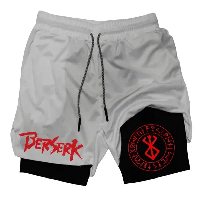 Men Running Tight Shorts New Fitness Double Layer 2in1 Summer Harajuku Sport Workout Athletic Activewear Towel Loop Double-Layer