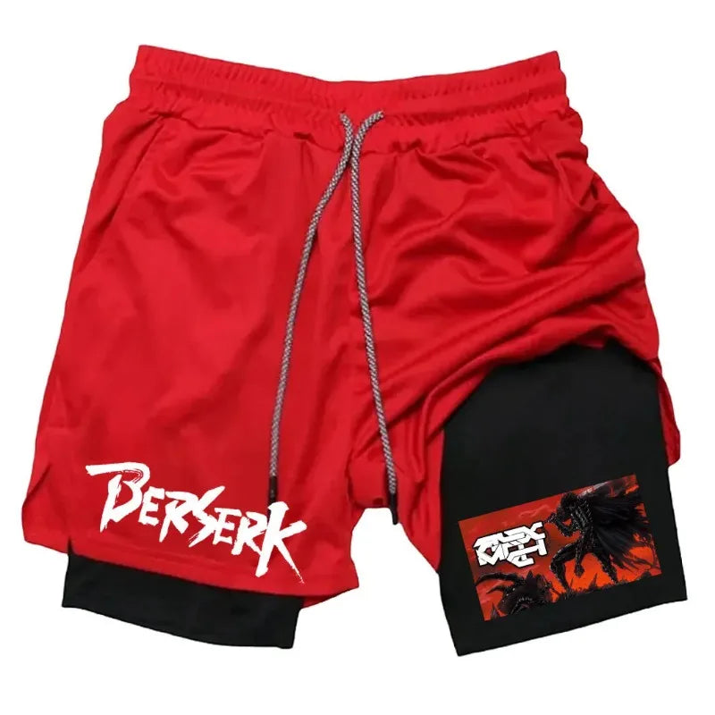 Men Running Tight Shorts New Fitness Double Layer 2in1 Summer Harajuku Sport Workout Athletic Activewear Towel Loop Double-Layer