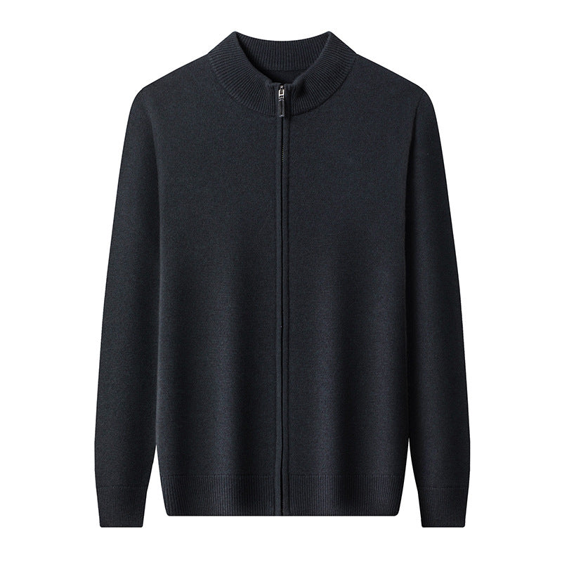 Wool Sweater with Zipper Knit Jacket for Men