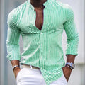 Men's Plus Size Printed Casual Stand Collar Shirt