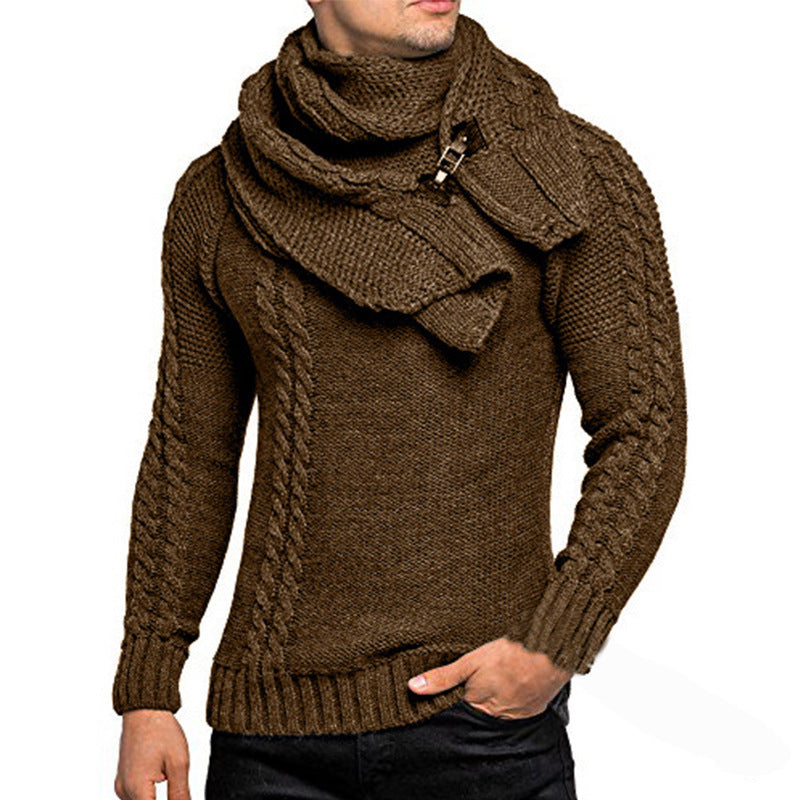 Fashionable Men's Knit Sweater with Turtleneck Design