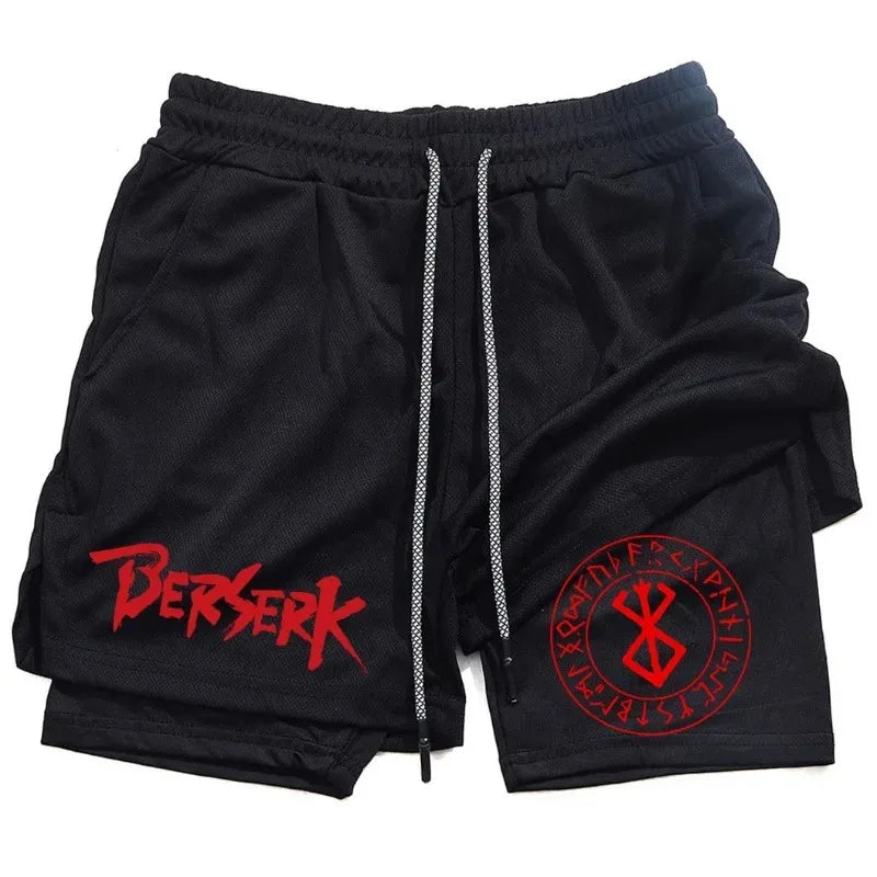 Men Running Tight Shorts New Fitness Double Layer 2in1 Summer Harajuku Sport Workout Athletic Activewear Towel Loop Double-Layer